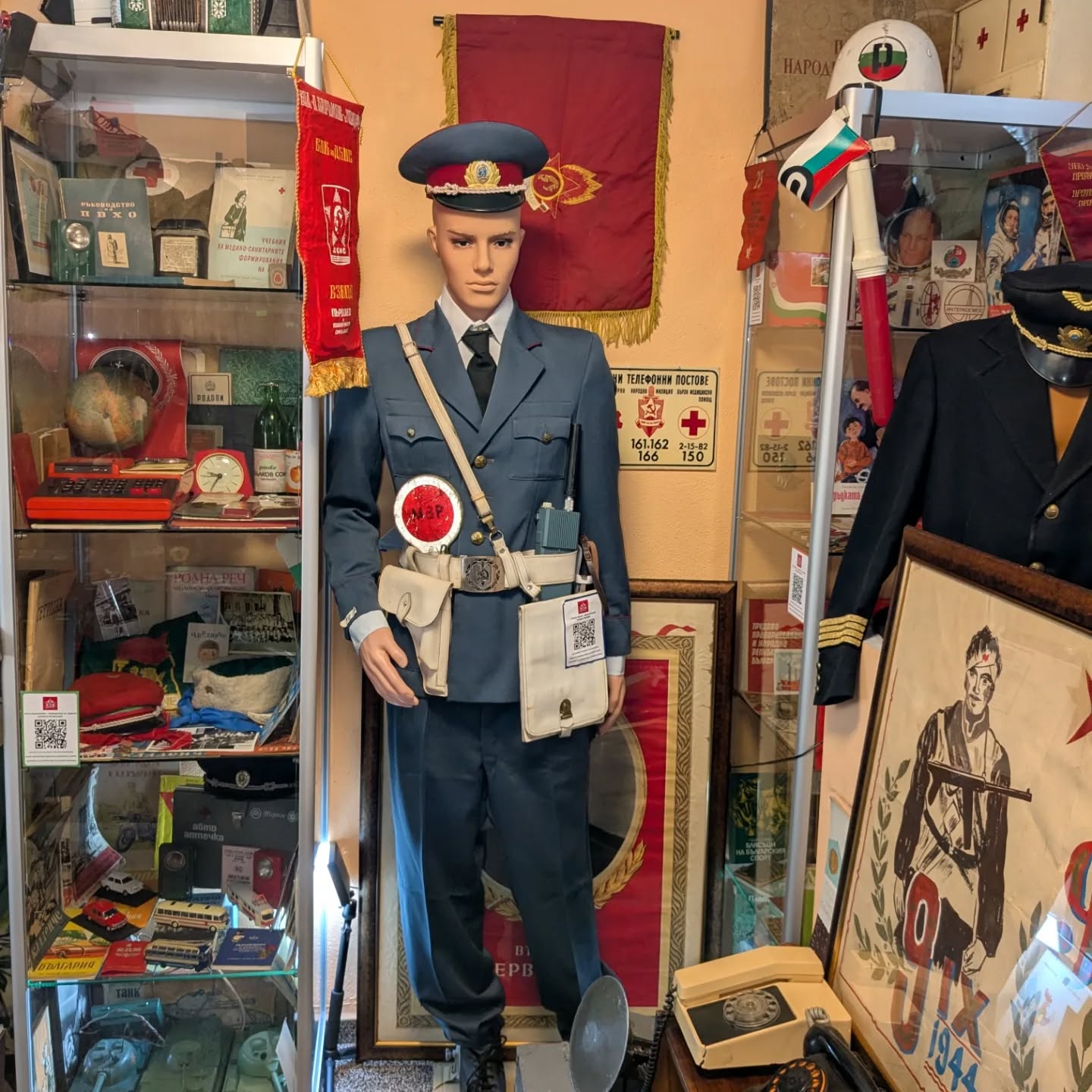 Militia uniform displayed in the Sofia exhibition space