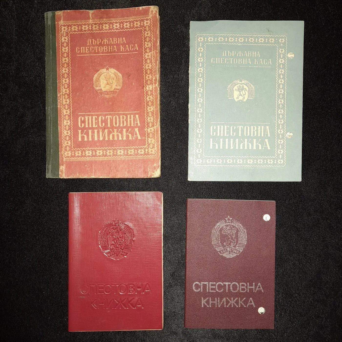 Different models of savings accounts. From top (left) to bottom (right) oldest to newest.