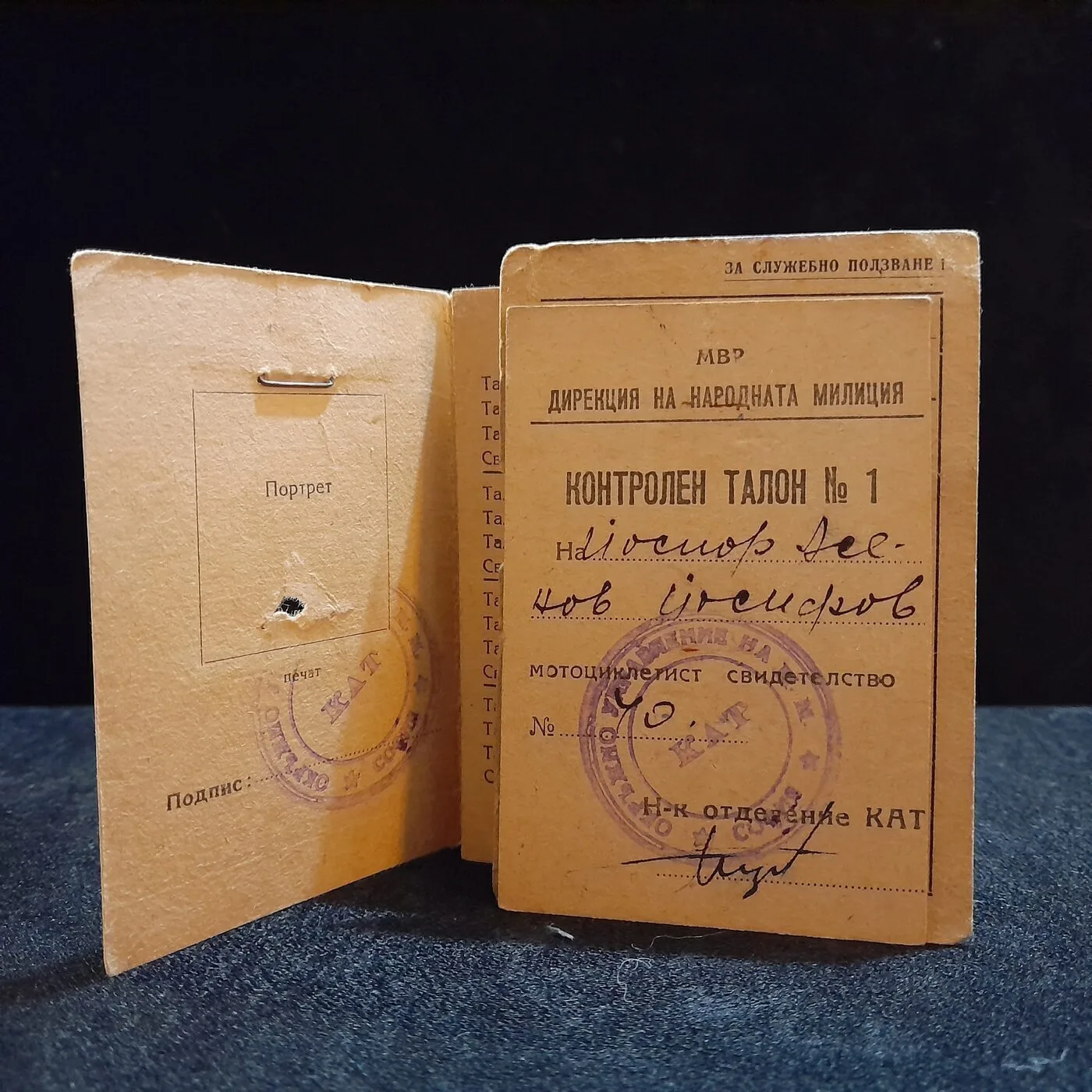 Military booklet and motorcycle licence — 9